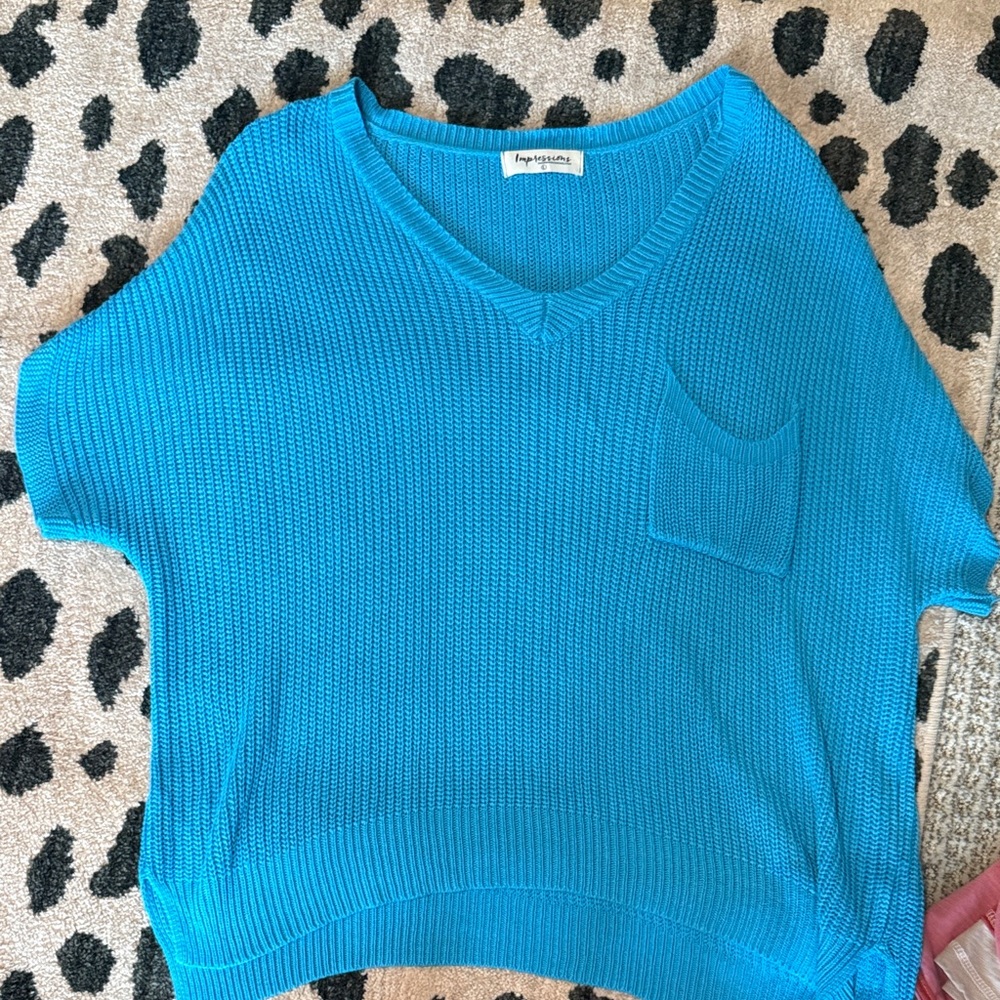 Impressions Turquoise Knit Sweater